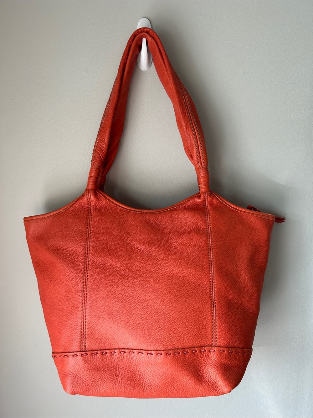 The SAK Orange Pebbled Leather Tote in Coral Orange